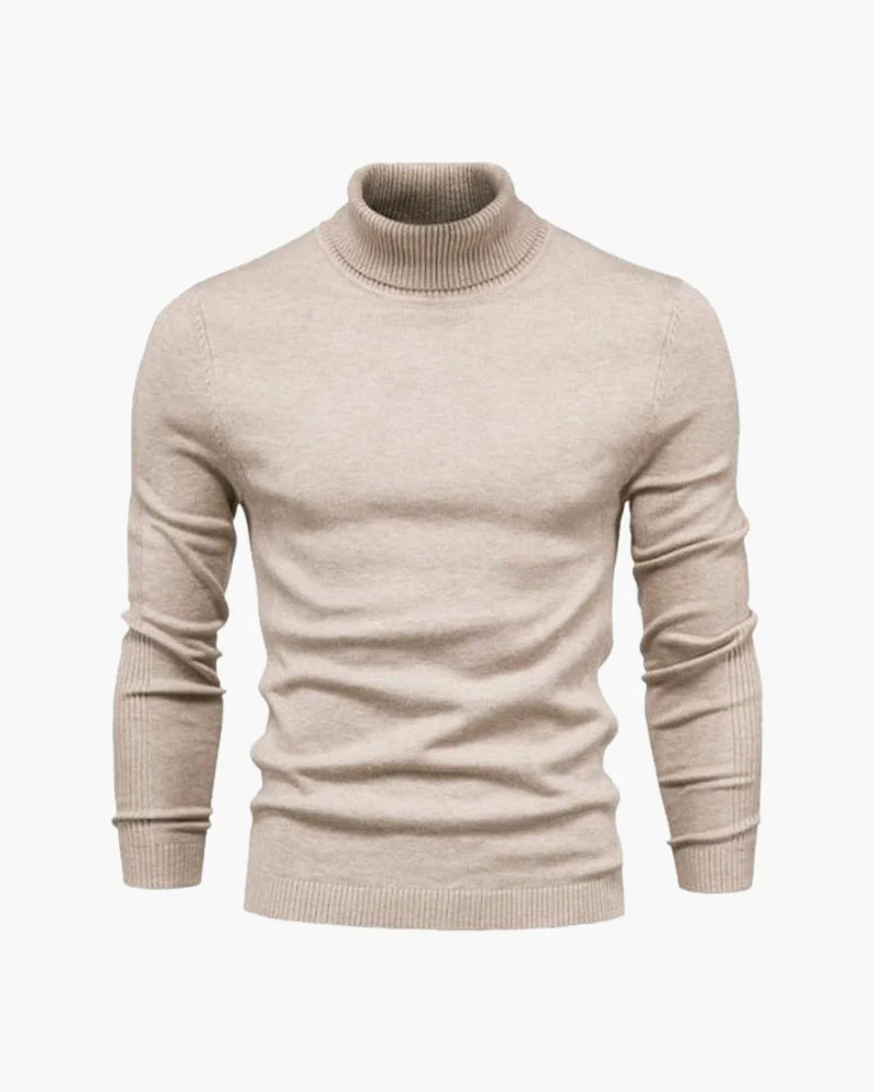 Monochromer Herrenpullover mit hohem Kragen