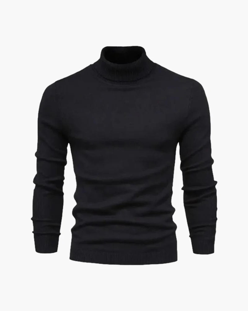 Monochromer Herrenpullover mit hohem Kragen