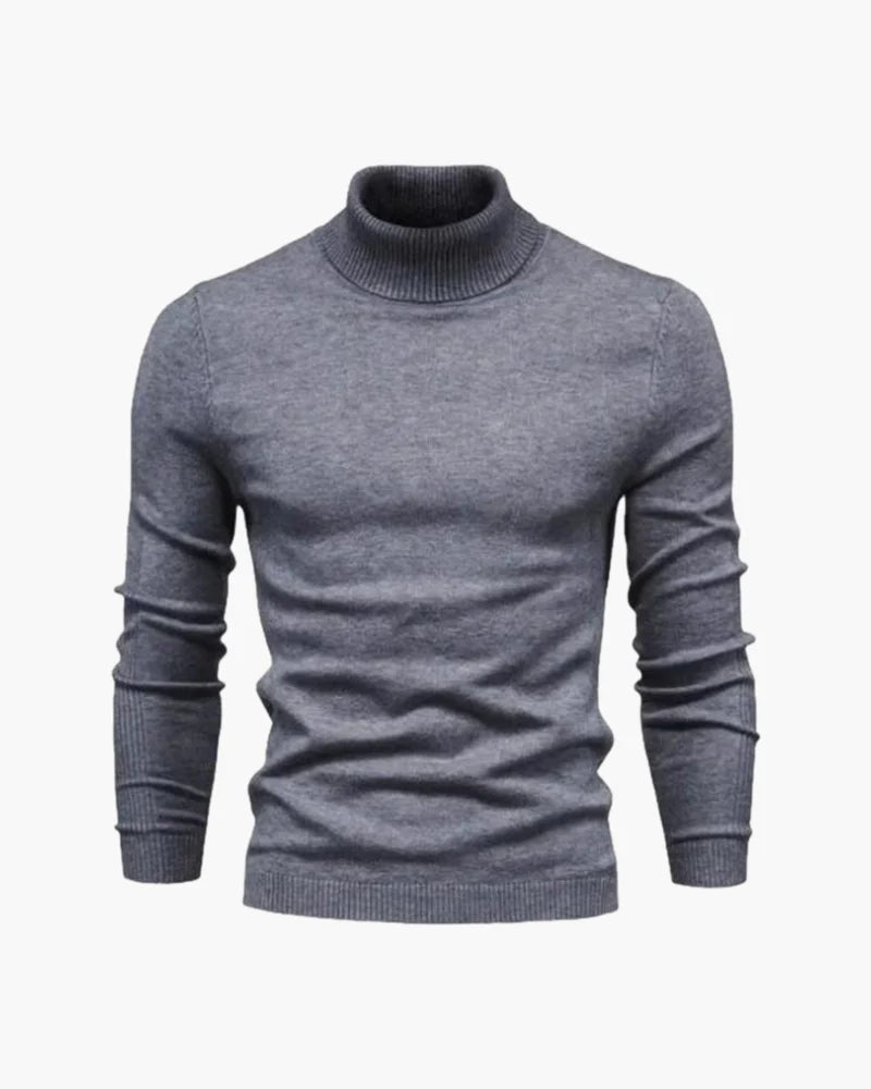 Monochromer Herrenpullover mit hohem Kragen