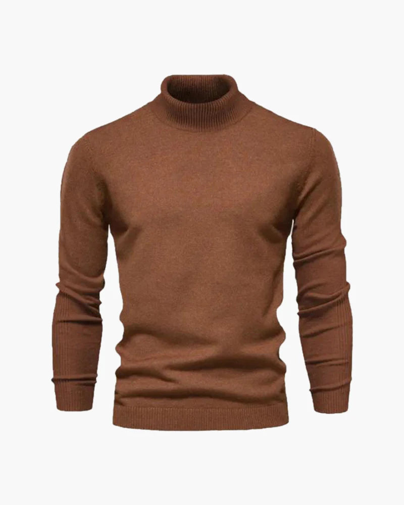 Monochromer Herrenpullover mit hohem Kragen