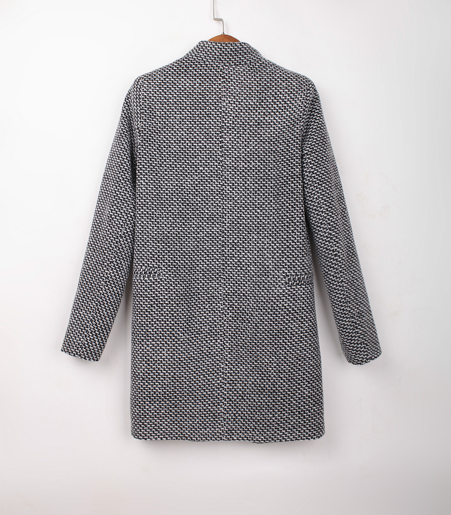 Elegant Houndstooth Long Coat